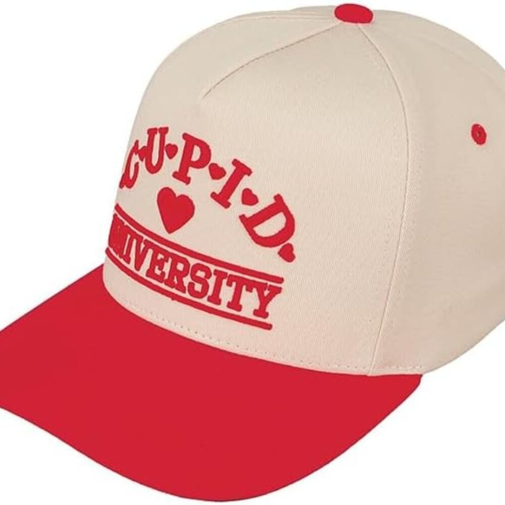Cupid University Letter Embroidered Cotton Trucker Snap Back Cap